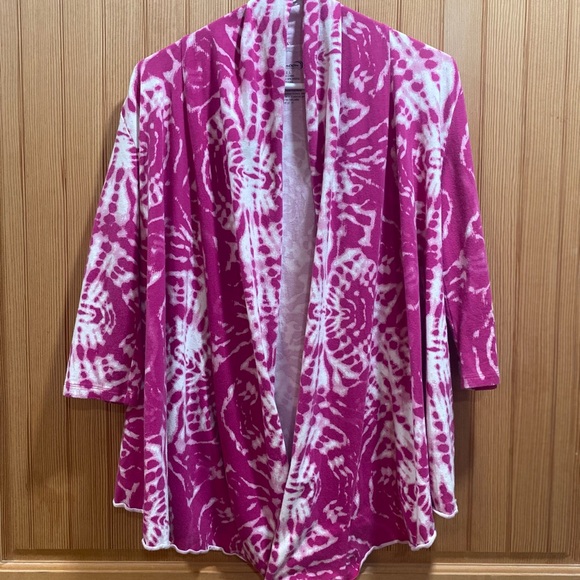 Pink Tie-Dye Open-Front Swim Coverup Cardigan - Picture 2 of 4